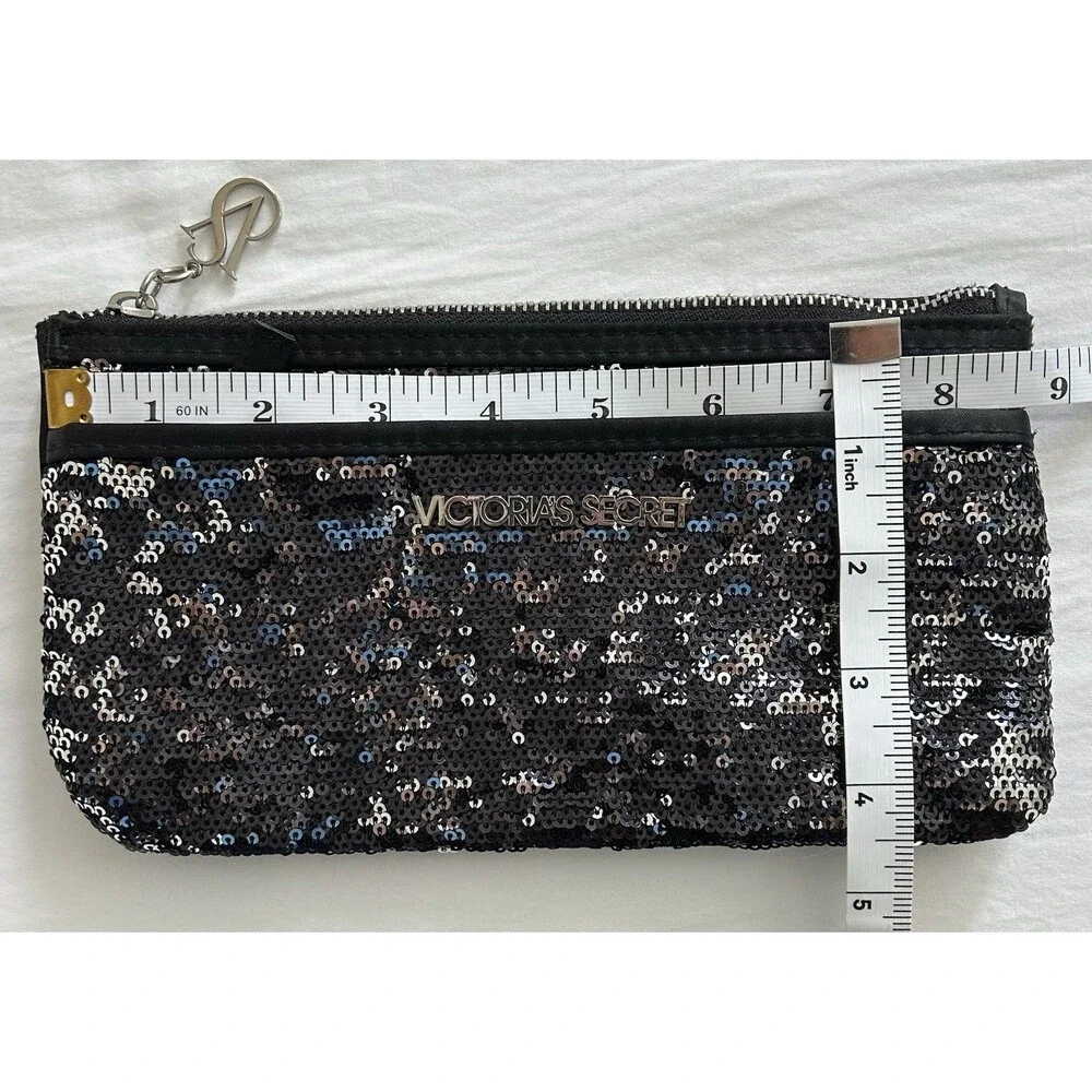 NWOT Victoria's Secret Sequin Cosmetic Bag Pouch with Front Zip Pocket